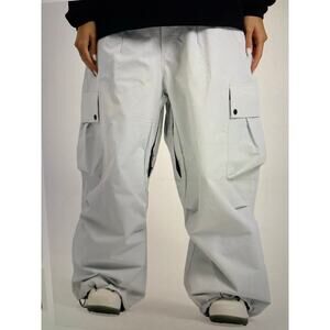 GSOU Snow Pants Womens XS Whitish-Gray Baggy Ski Snowboard Y2K Lightweight
